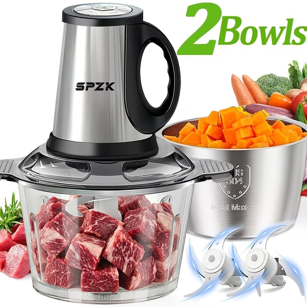 Electric Food Processor 2L Meat Grinder & Dough Mixer With 2 Sleek Bowls