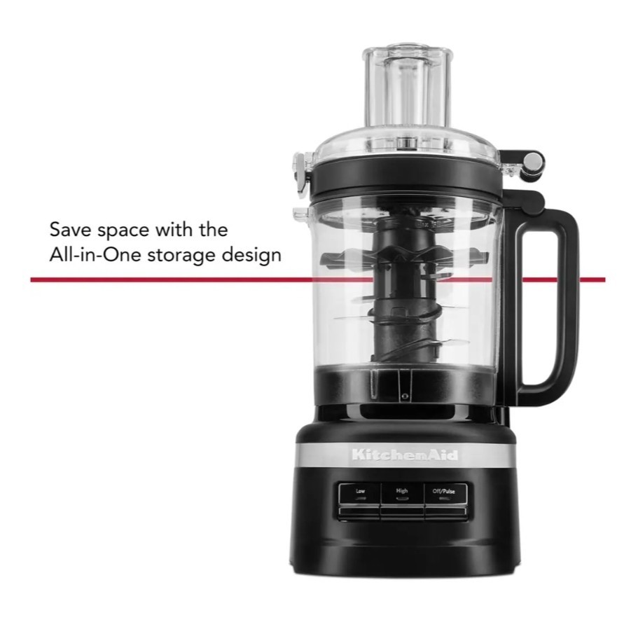 KitchenAid Full-Size Food Processor Black All-in-One Storage Matte Finish