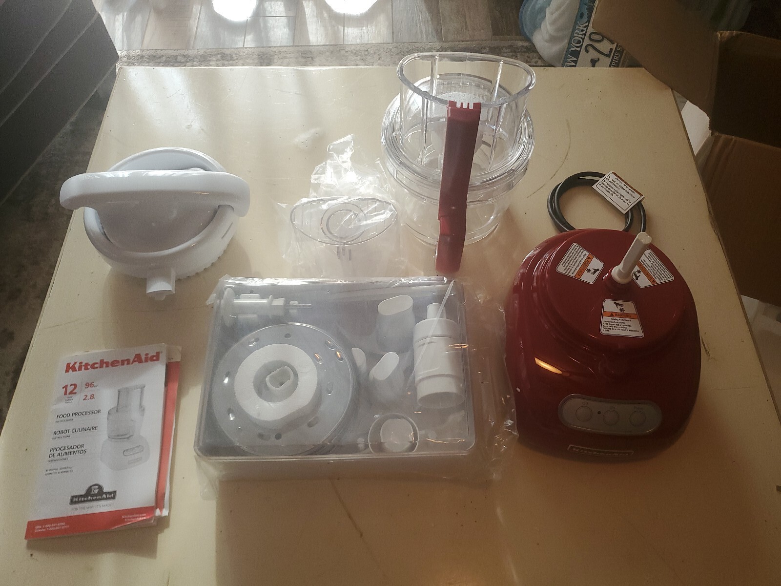 KitchenAid Food Processor Juicer Accessories 12-Cup & 4/10 Cup Bowls KFPW761 RED