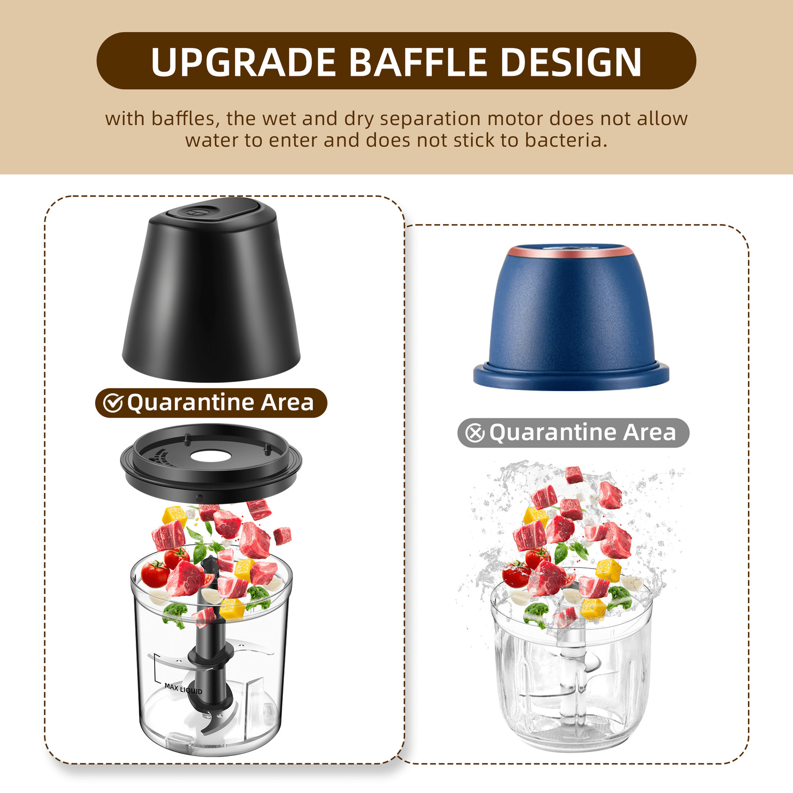 3 Cup Electric Food Chopper, Black, Plastic