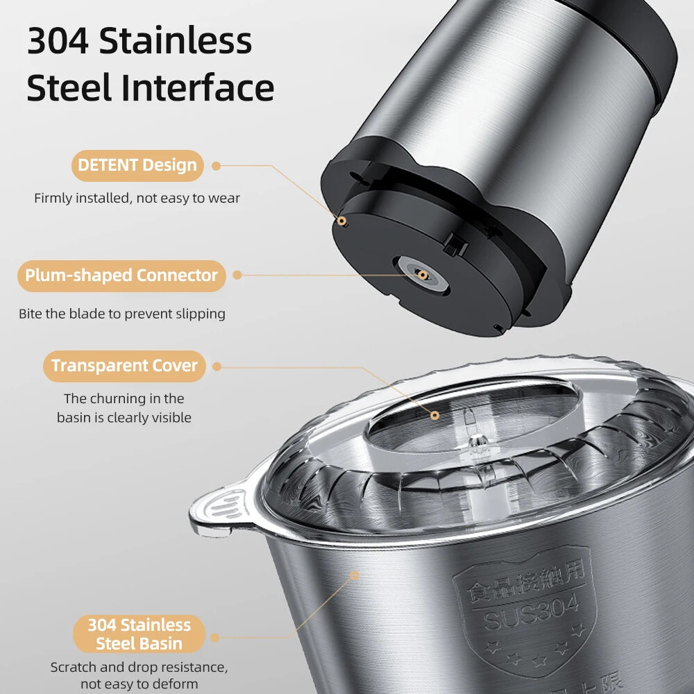 300W Electric Food Chopper Electric Stainless Steel Processor Meat Grinder Mixer