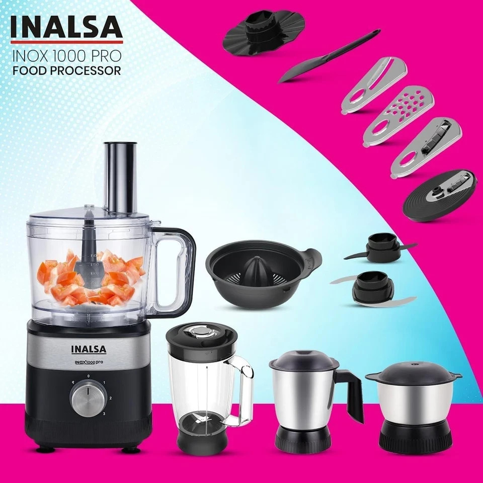 INALSA Food Processor For Kitchen With Mixer Grinder Juicer 1000 W 2.5L Jar 220V