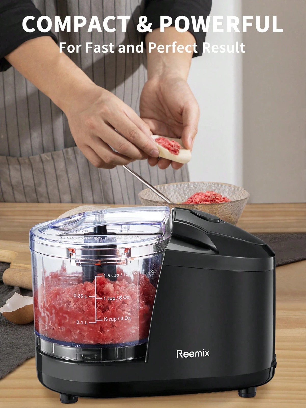 Mini Electric Food Chopper 1.5 Cup 100W Food Processor Meat Grinder