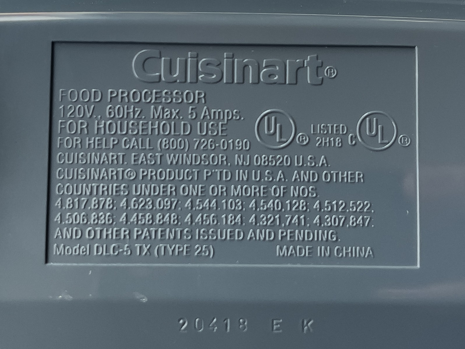 Cuisinart DLC-5 TX Type 25 Food Processor Vintage Bowl Lid Blades Tested Works