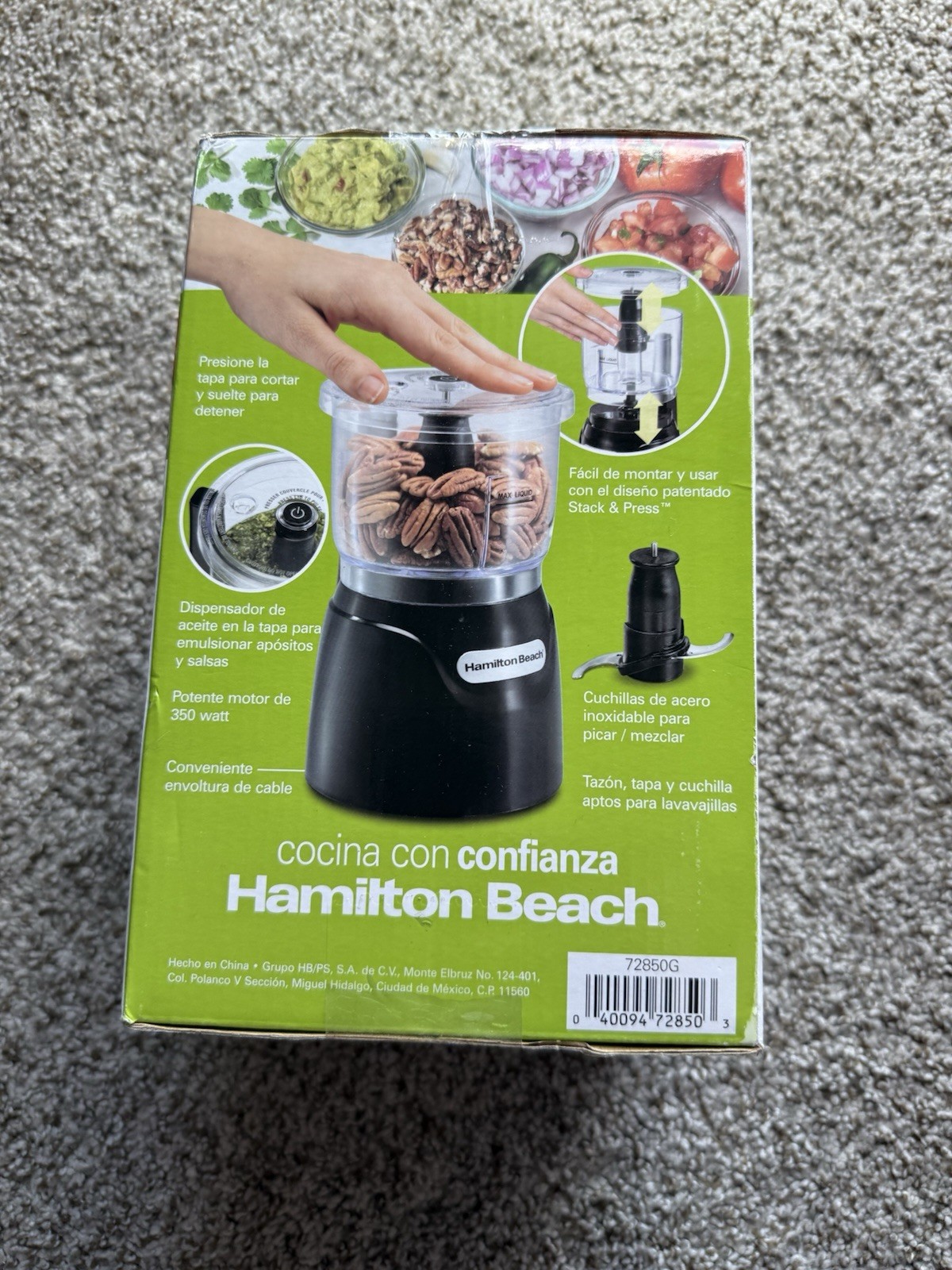 Hamilton Beach Black Stack and Press 3-Cup Food Processor Chopper