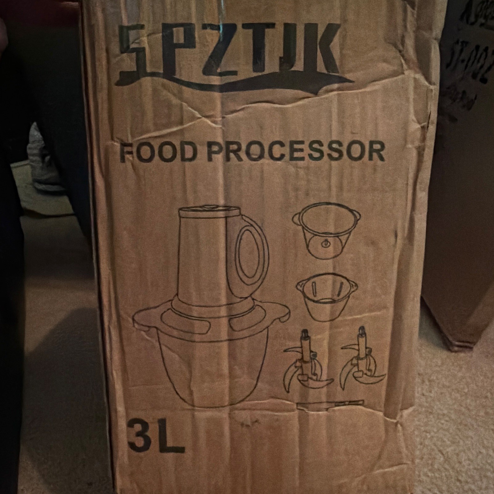 SPZTJYK 3L Electric Food Processor 120V 2-Speed Safety Lock w/ Bowl Lid Blades