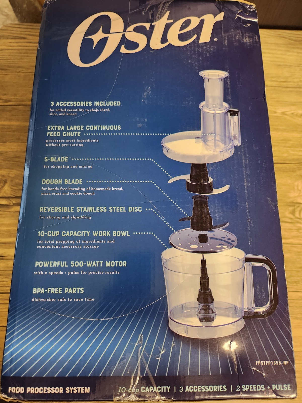 NEW Oster FPSTFP1355 10-Cup Food Processor, 500-watt, Black Multiple Accessories