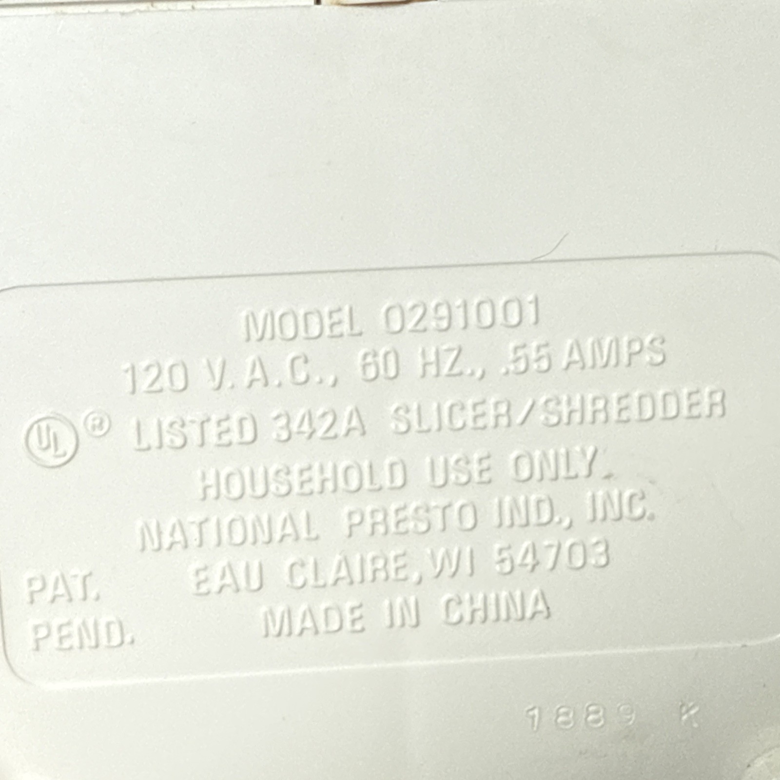 Presto Salad Shooter Model 0291001 Replacement Base Unit – Off White EUC