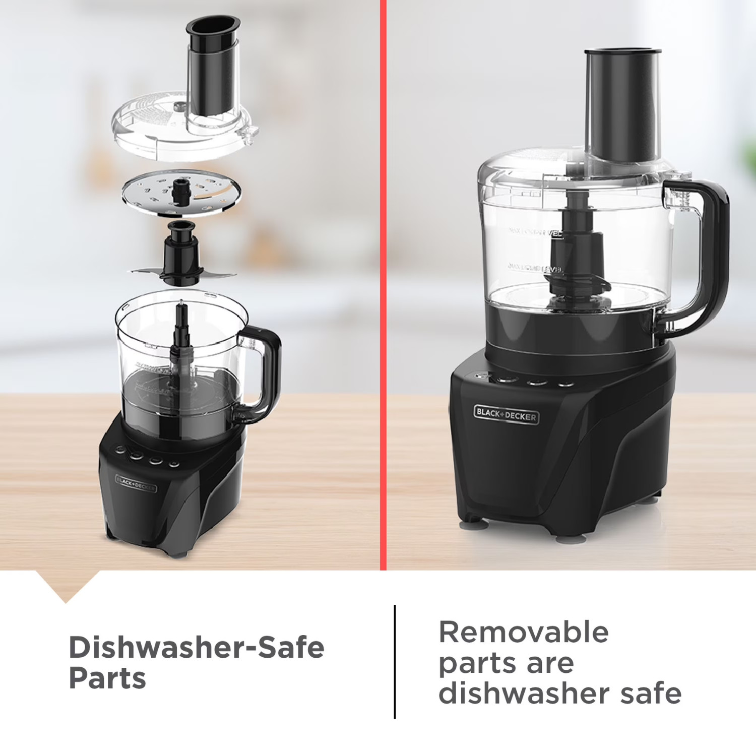 BLACK+DECKER 8 Cup Food Processor 2 Speeds Pulse Chop Slice Shred 850W