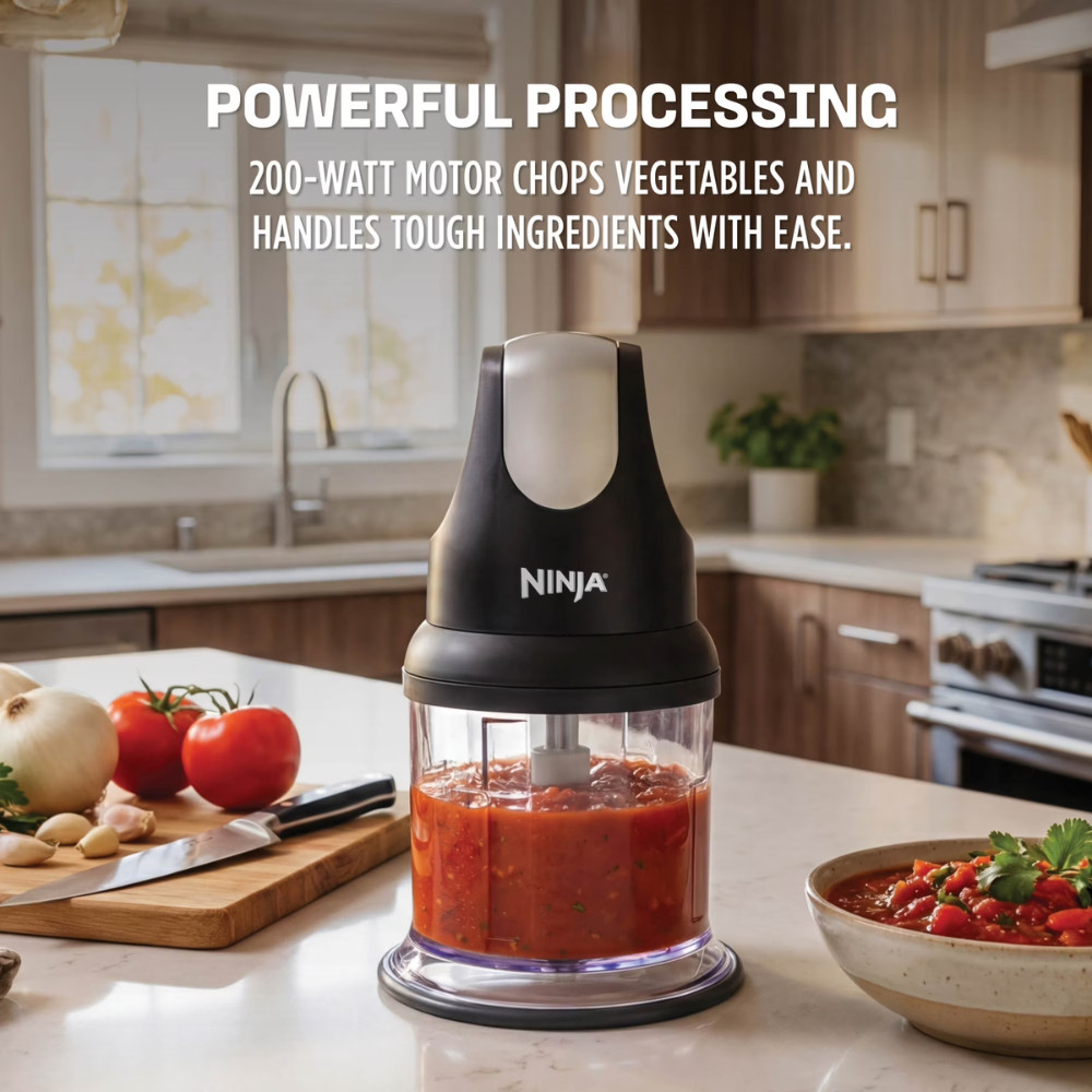 Ninja Express Chop Food Processor, 2-Cup Mini Chopper Blender Mincer, Gray NJ100