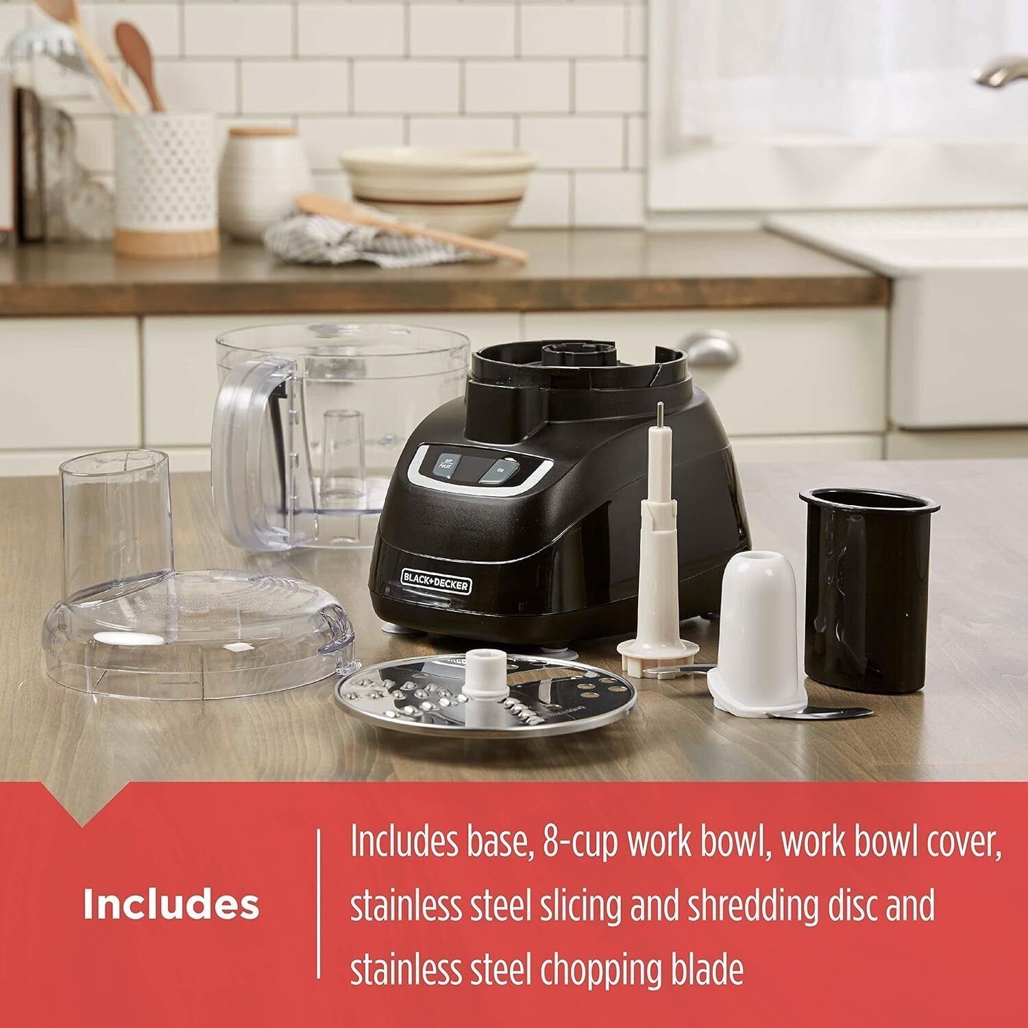 FP1600B 450W 8-Cup Food Processor with Stainless Steel Blade Black