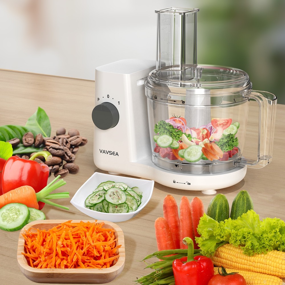 VAVSEA 6-Cup Food Processor Vegetable Chopper BPA Free Stainless Steel Blades W