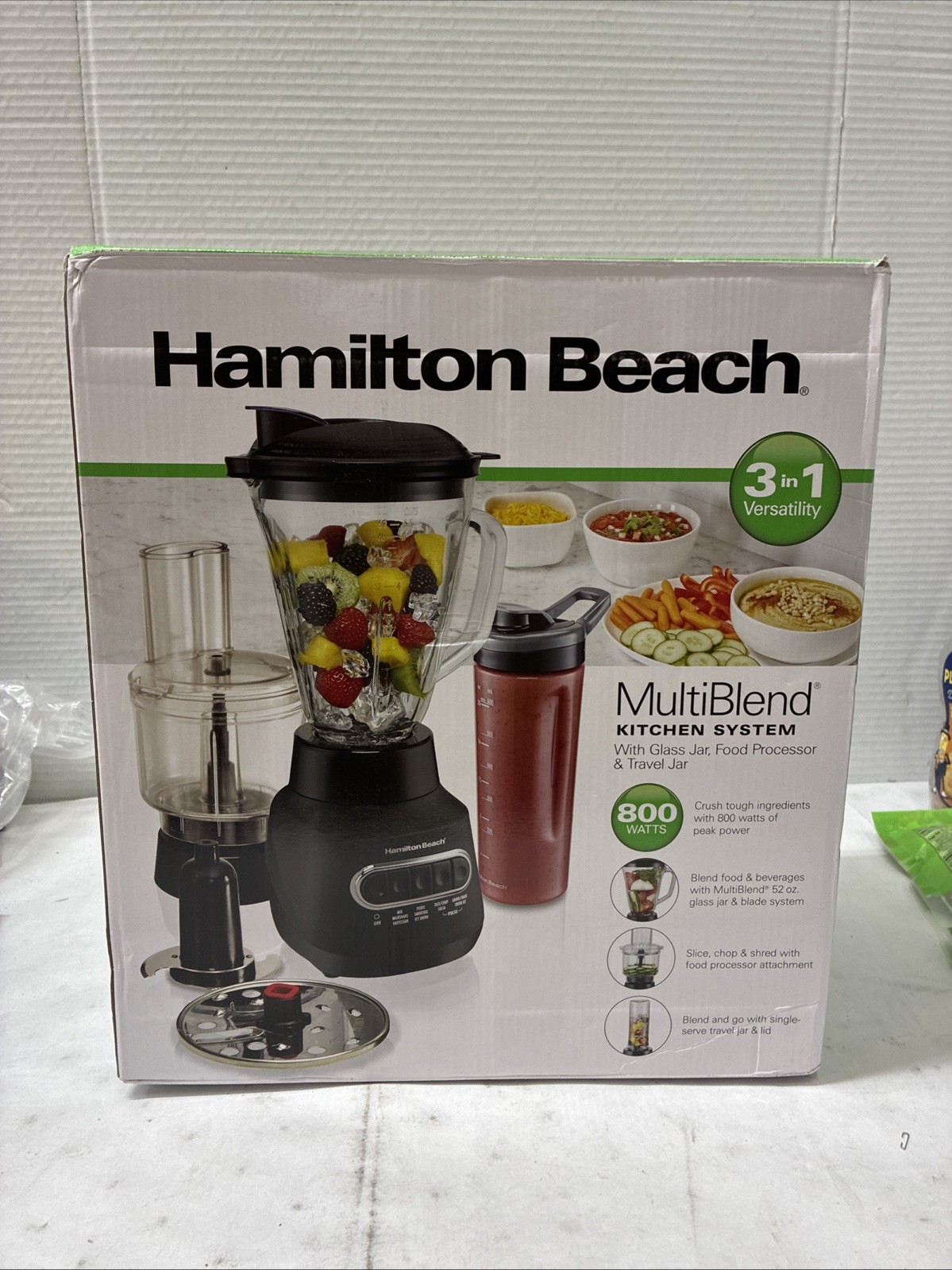 Hamilton Beach 3 in 1 Multiblend Kitchen System W/ Glass & Travel Jar, Processor