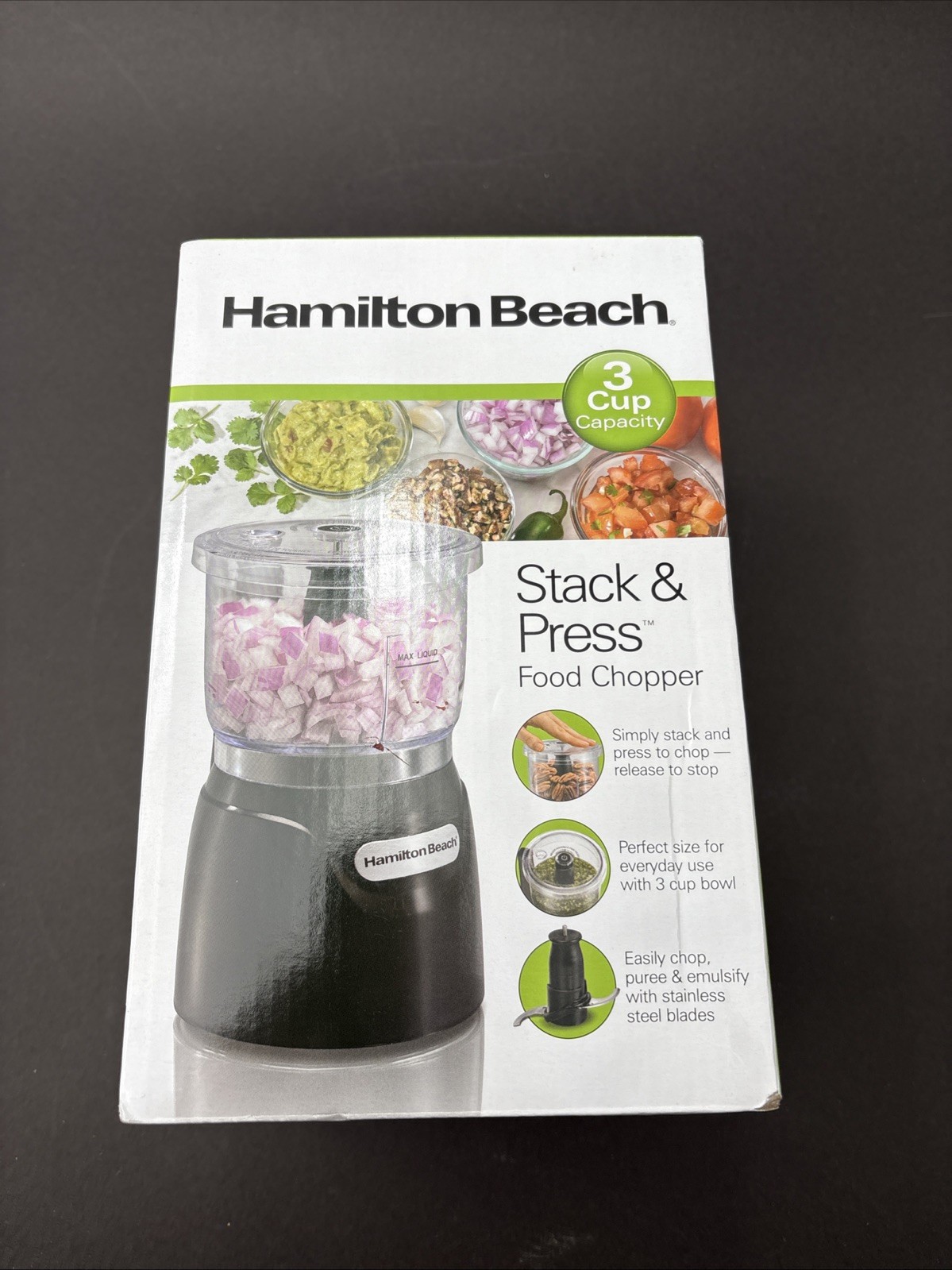 Hamilton Beach Stack & Press 2 Speed Food Chopper & Mini Food Processor, 3-Cup