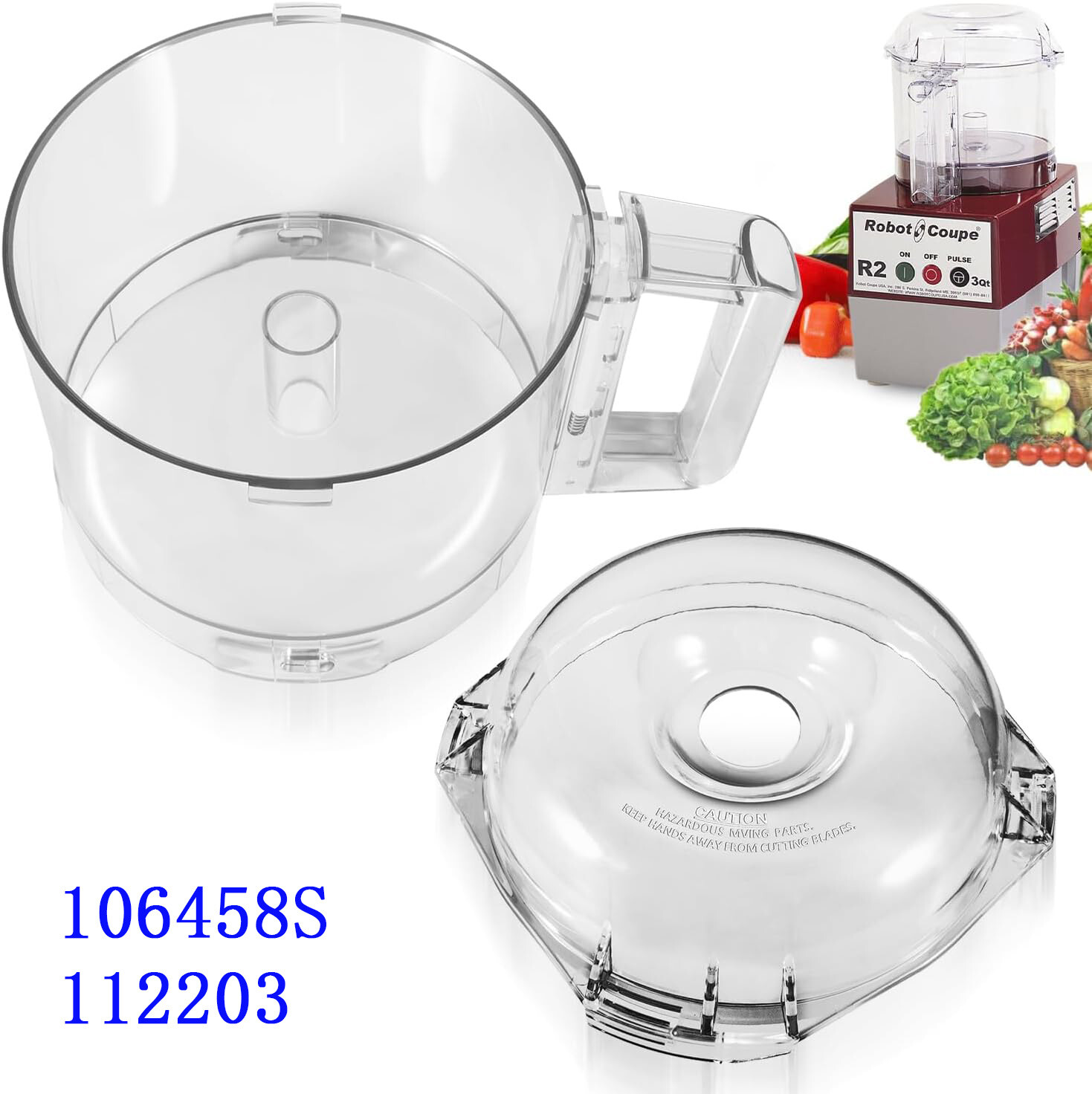 Robot Coupe R2 3Qt Cutter Bowl 112203&Lid 106458S Replacement for R2B R2N Series
