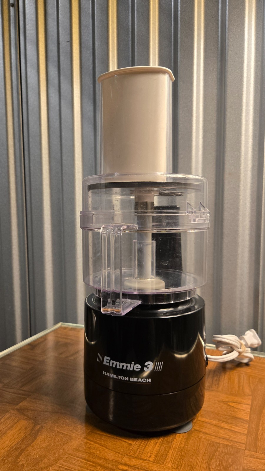 Hamilton Beach Emmie 3 Food Processor model 382 Black w/ Clear Container