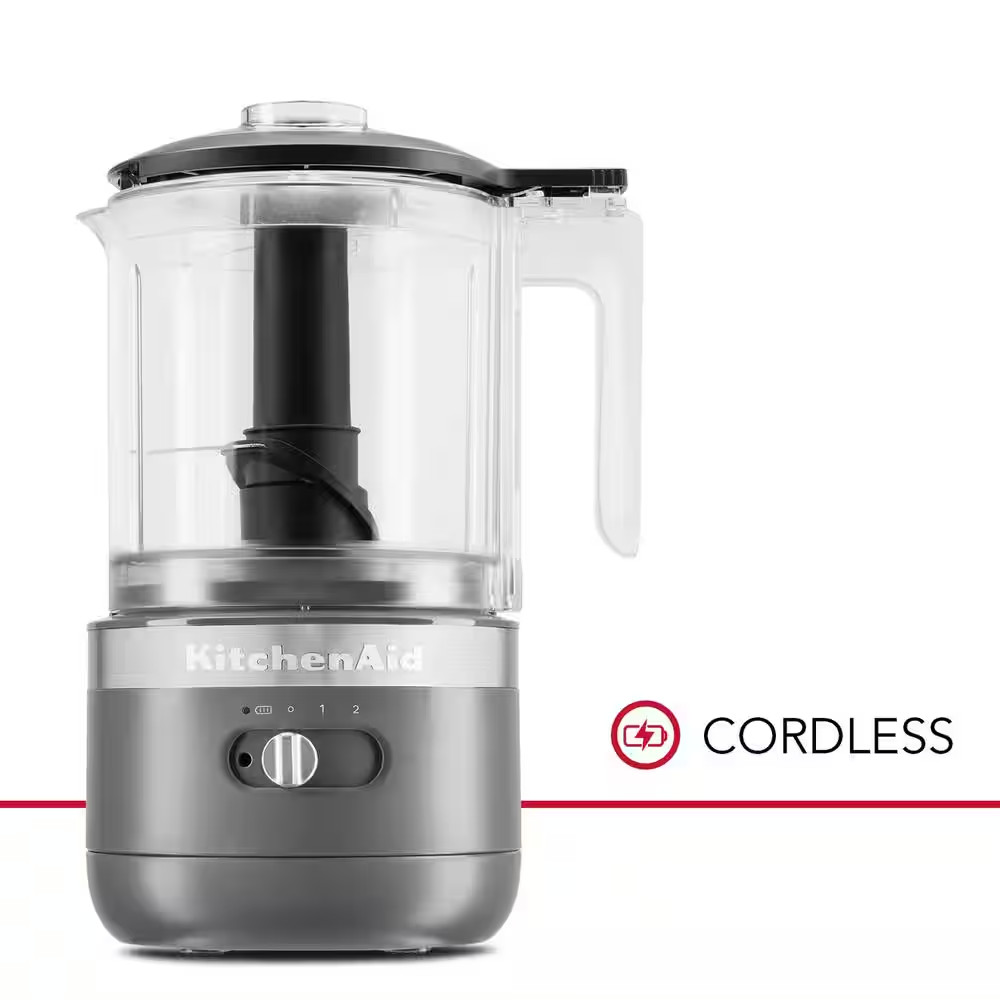 Cordless 5-Cup Charcoal Grey Food Chopper