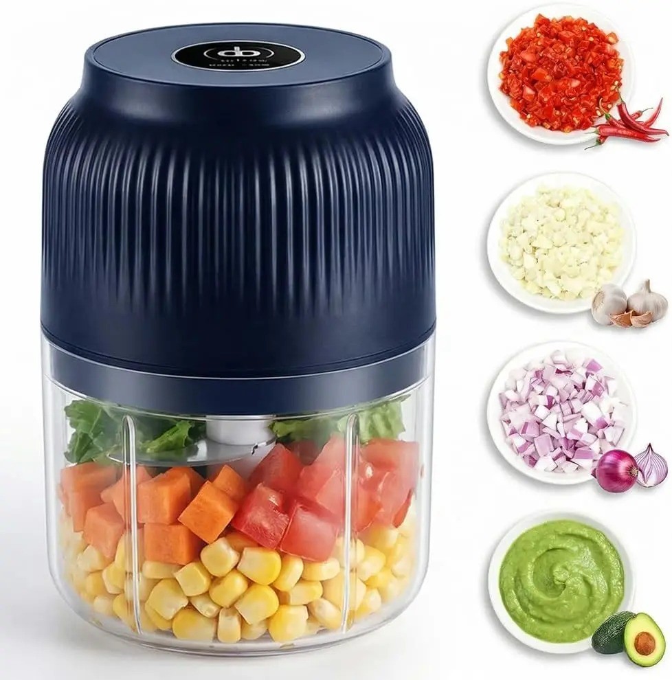 Electric Mini Garlic Chopper 250ML USB Food Processor for Onion Veg Fruit Meat