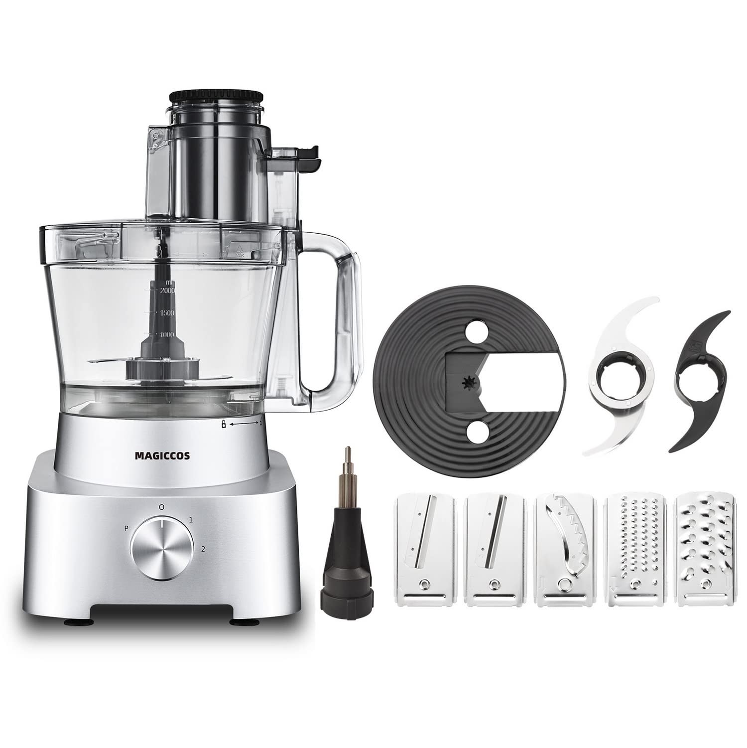 14-Cup Aluminum-Diecast Food-Processor – XL Bowl, Large Chute, 800W Motor & S…