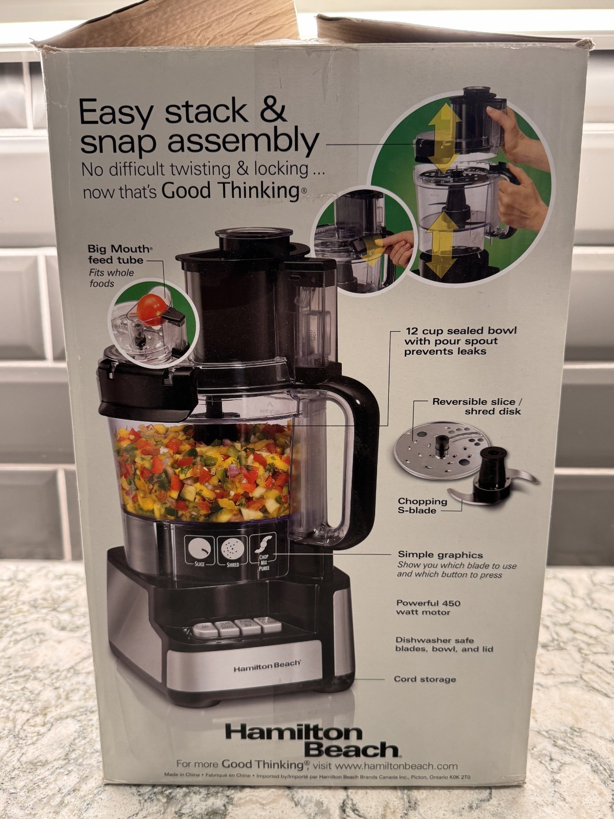 Hamilton Beach Stack & Snap Food Processor – In Box – Model 70725