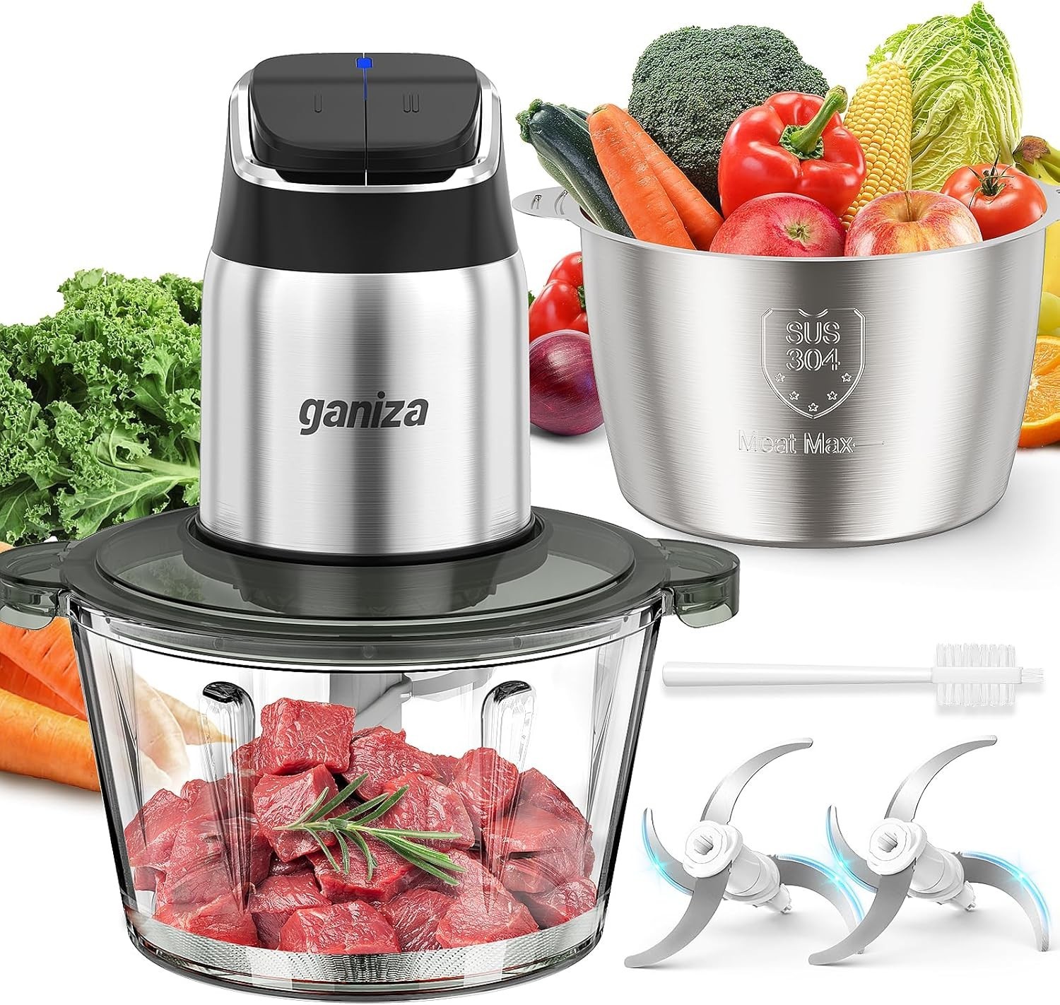 Upgraded Kitchen Food Processor with Overheat Protection & Ergonomic Pushbuttons