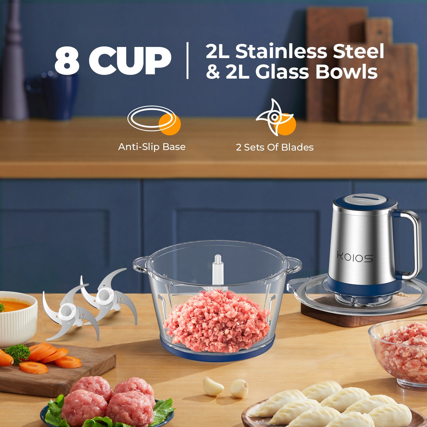 KOIOS Food Processor Meat Grinder Vegetable Chopper Home Use Small Food Chopper