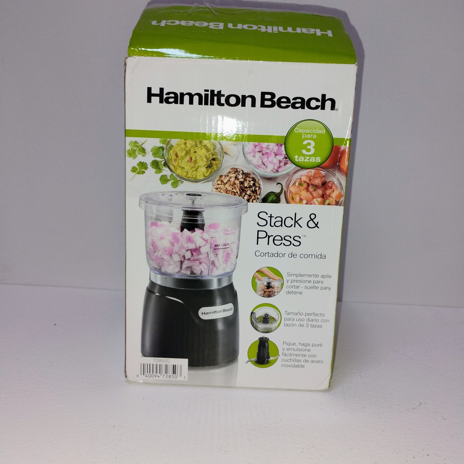 Hamilton 72850 Beach Stack & Press 3-Cup Chopper – Black