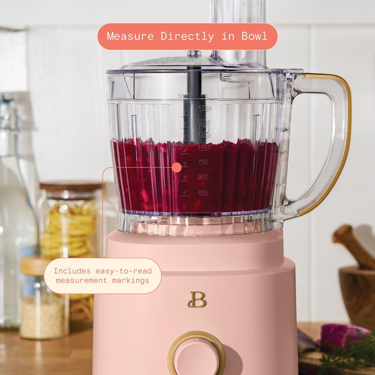 Beautiful 10-Cup Food Processor with Accessories, Rose by Drew Barrymore New!