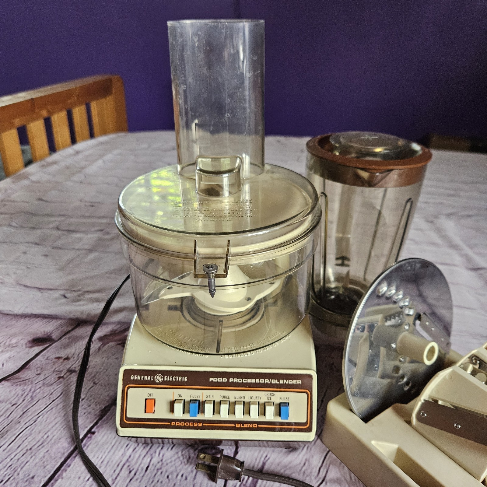Vintage General Electric Food Processor and Blender with Attachments 1970’s