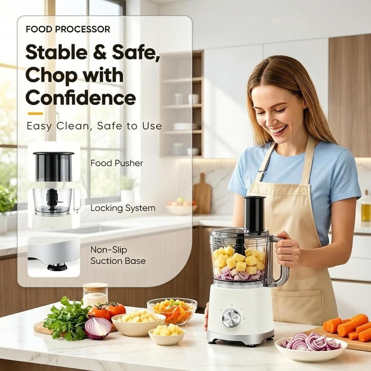 Simple Deluxe Food Processor 10.5 Cup Multi-Functional Vegetable Chopper Grinder