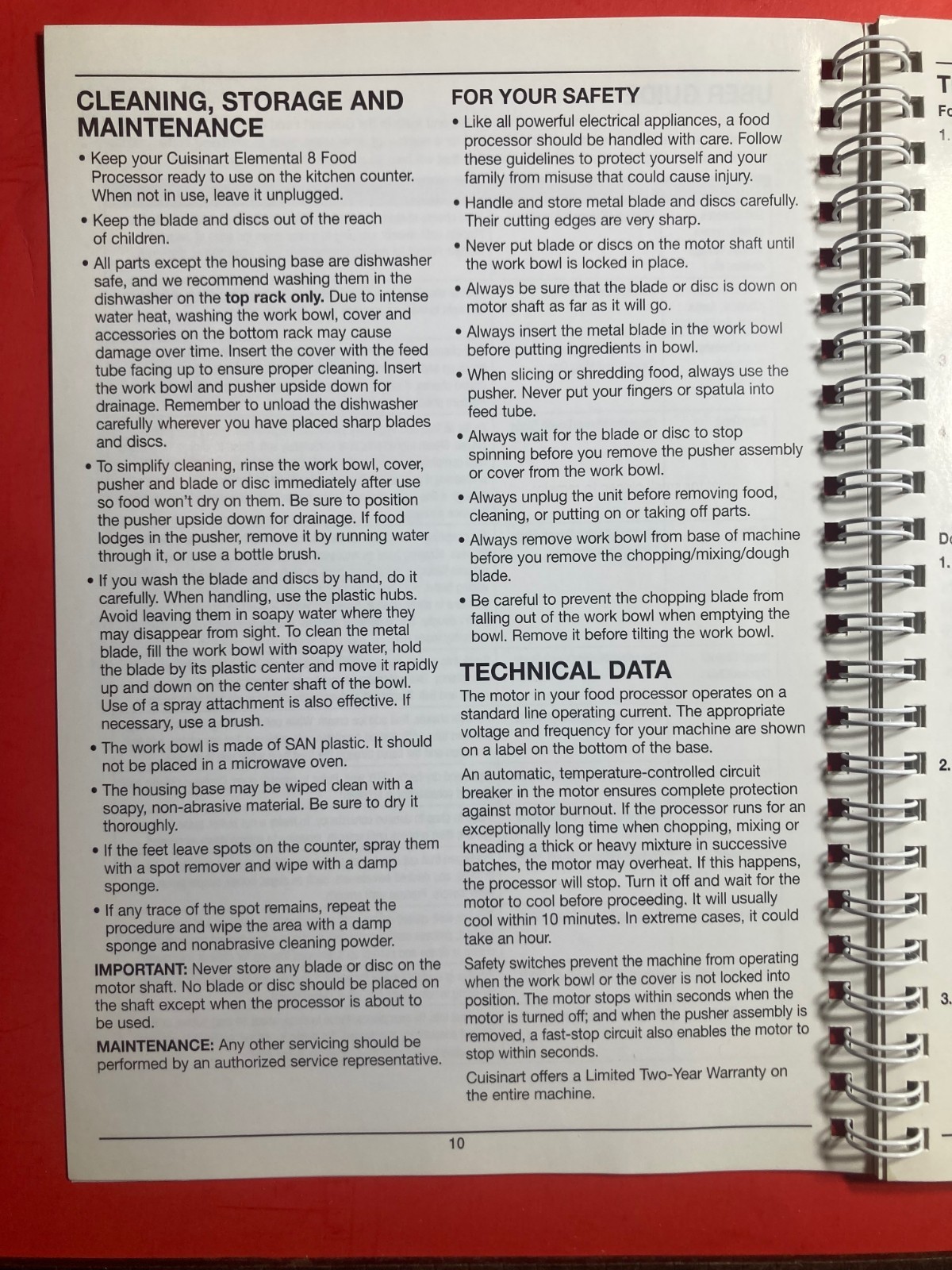 Cuisinart Food Processor FP-8 Manual Instruction and Recipe Booklet Elemental 8