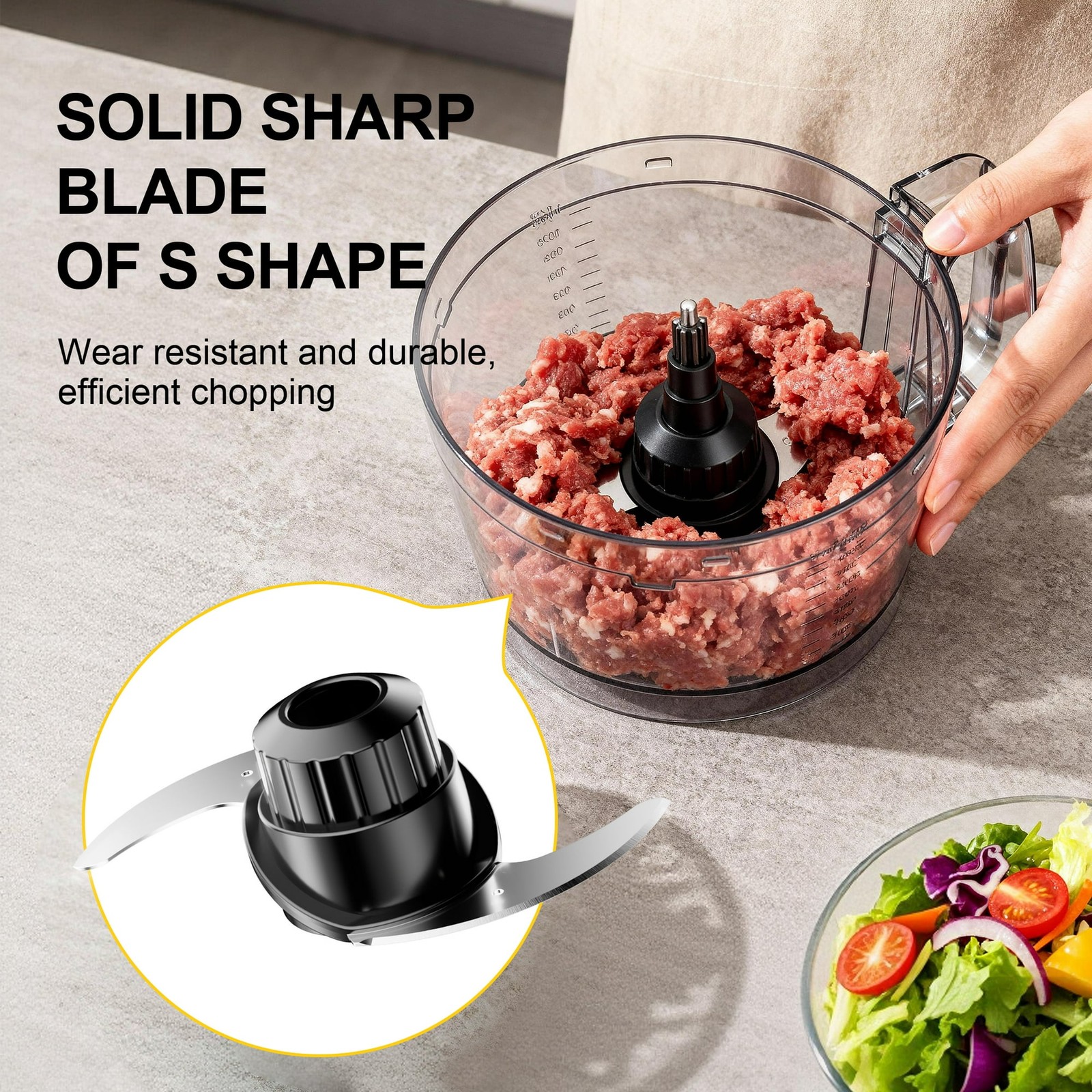 Food Processor 600W, 12 Cup, for Chop, Puree, Slice, Shred & Knead Dough