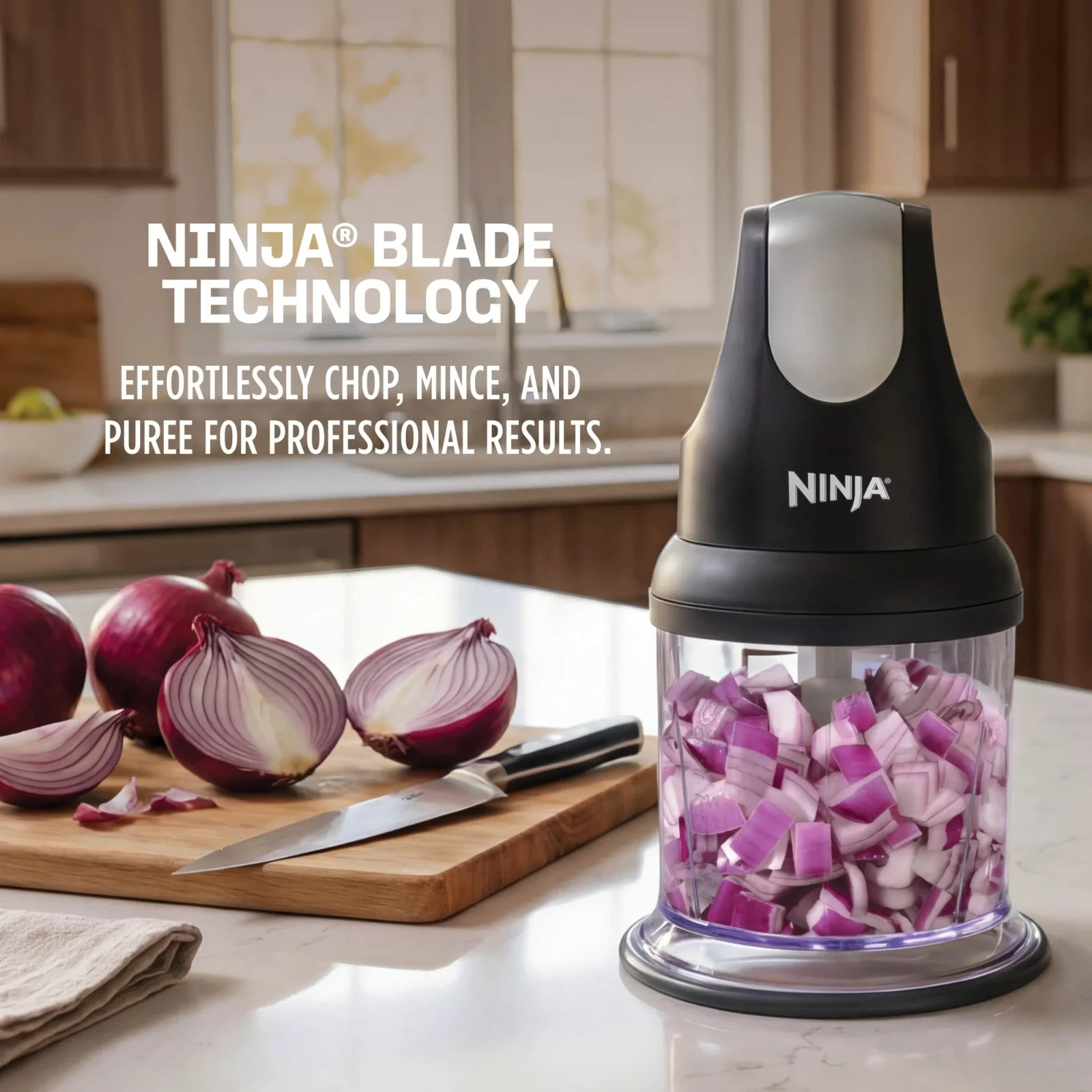 Ninja Express Chop Food Processor 200W Mini Chopper Mince Puree Black NJ100WM