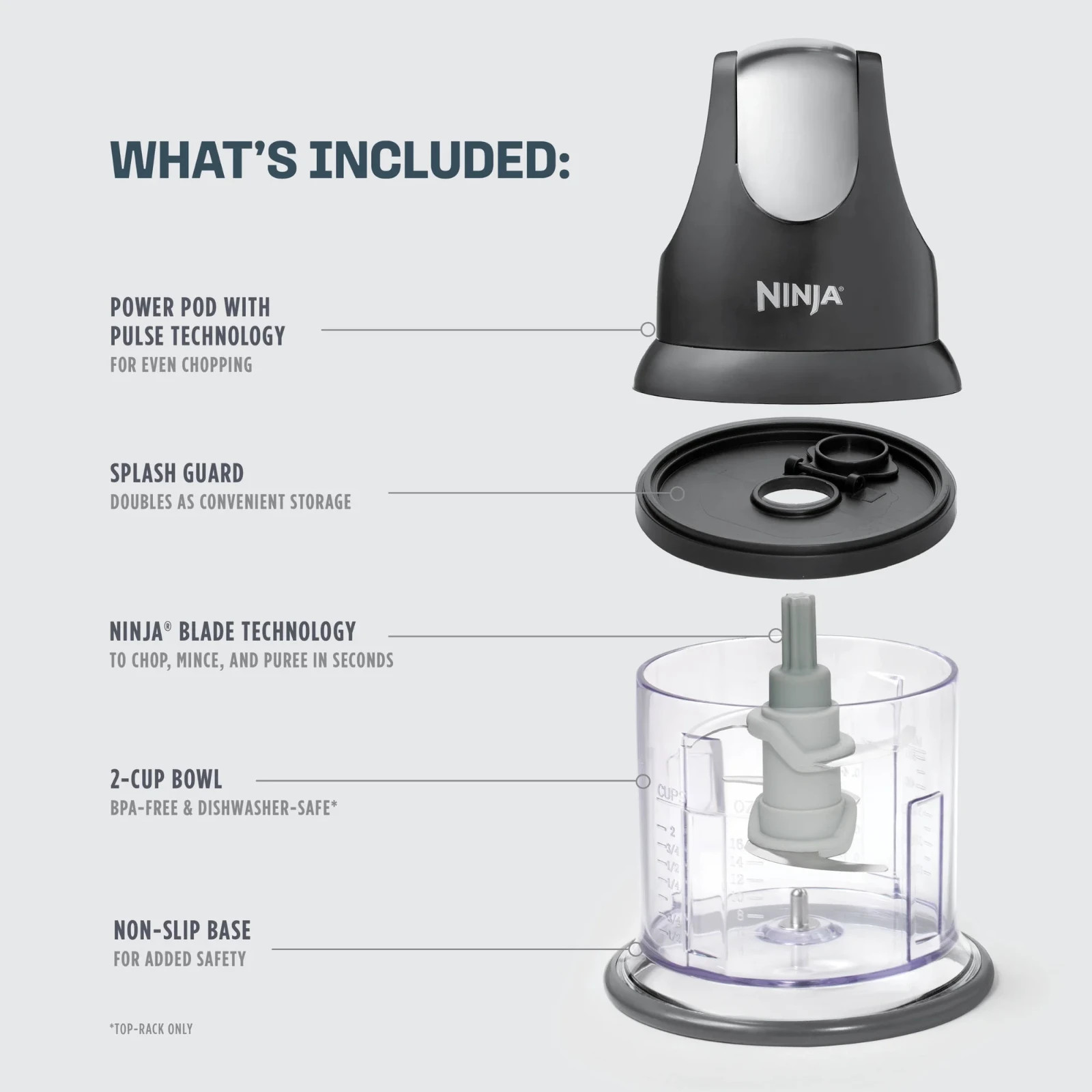 Ninja Express Chop Food Processor 200W Mini Chopper Mince Puree Black NJ100WM