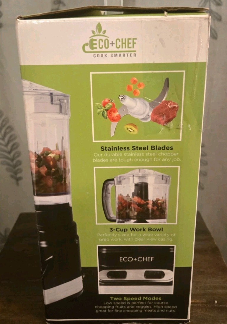 Echo Chef Food Processor 200w Chop/Grind 2 Speed 3 Cup Stainless Steel blades