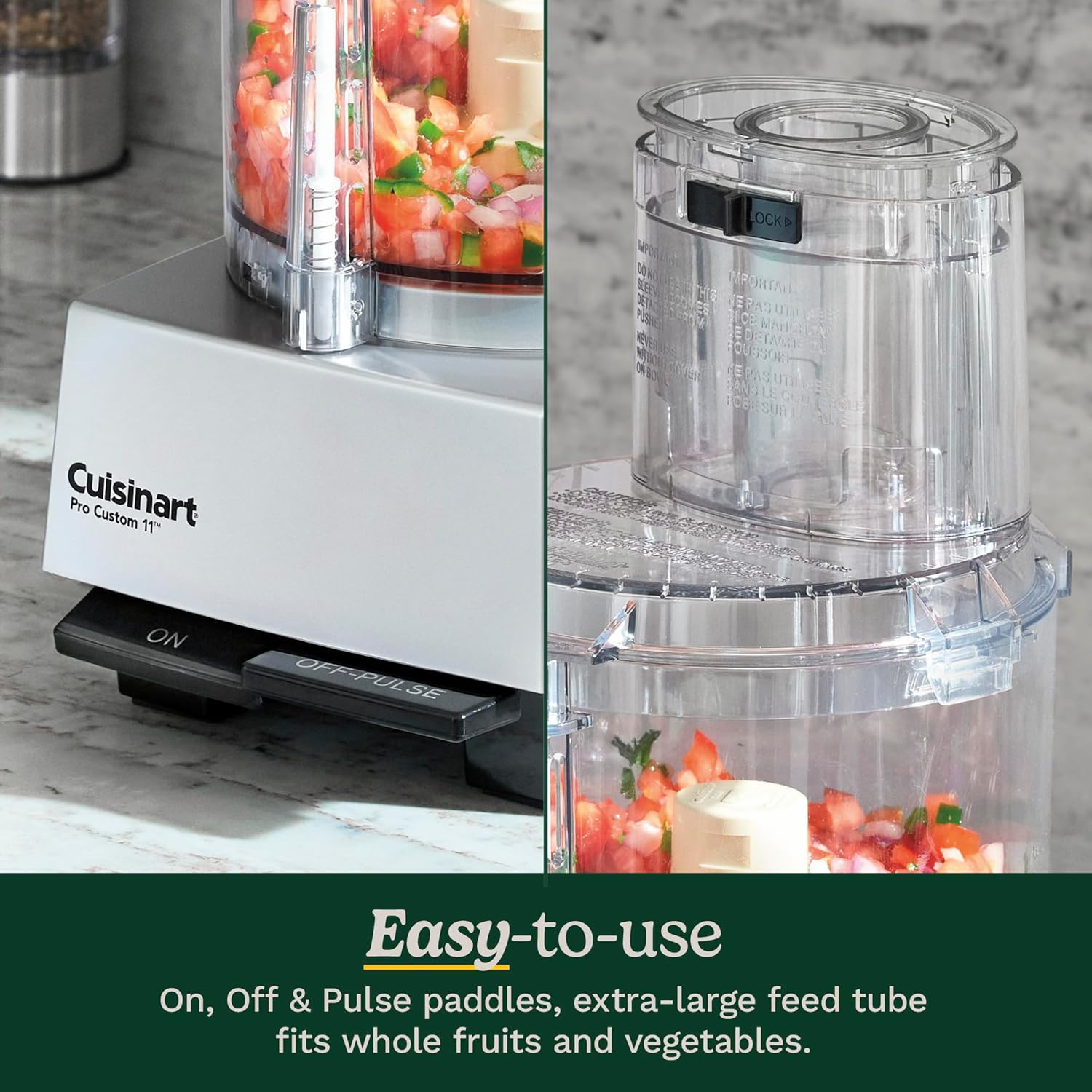 Food Processor, Dishwasher Safe 11-Cup Food Processor with Slicing & Shredding D