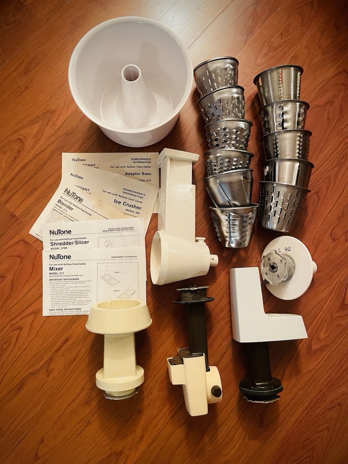 VTG Nutone Food Center Attachments 18 Pc Mixed Parts Accessories & Papers