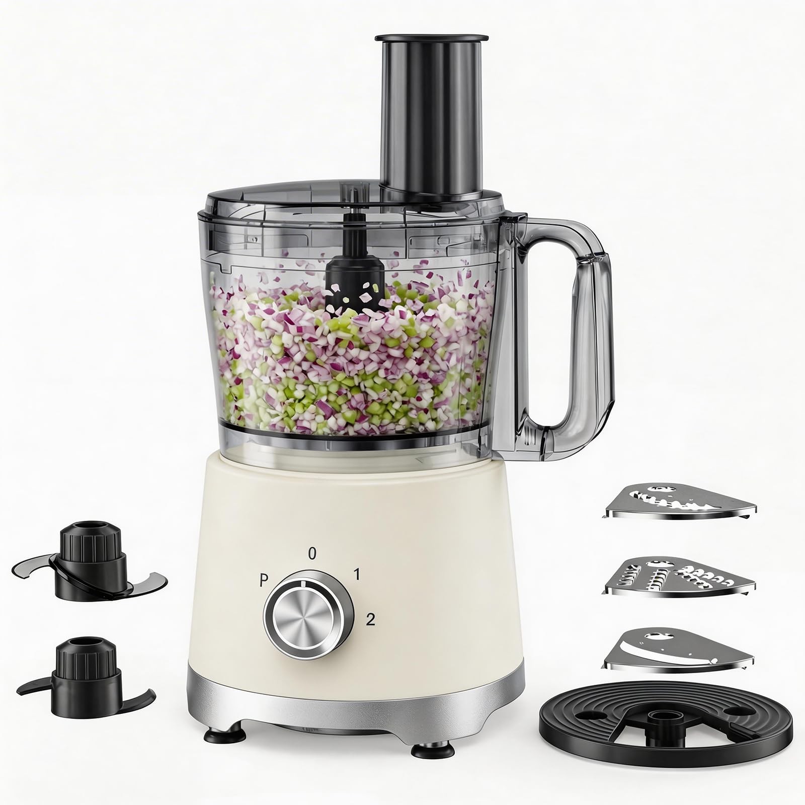 OLIXIS Food Processor 10.5 Cups, 600W Powerful Food processors with 5 Blades,…