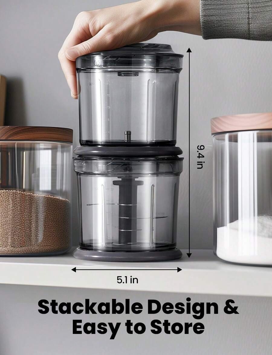 4-Cup Electric Food Chopper, 2 Bowls, 2-Speed, 4 Blades, Meat Grinder & Puree
