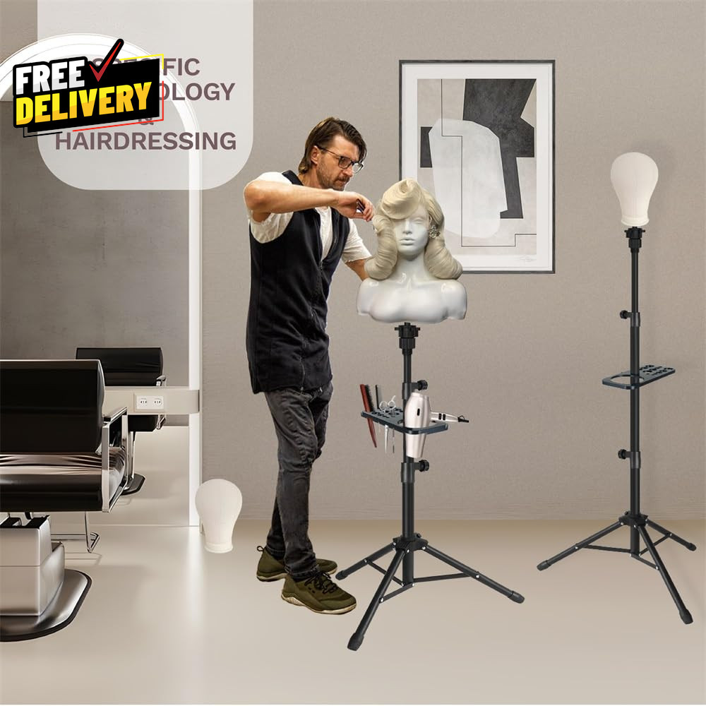 50 Inch Metal Wig Stand Adjustable Wig Head Stand Mannequin Head Stand for C….