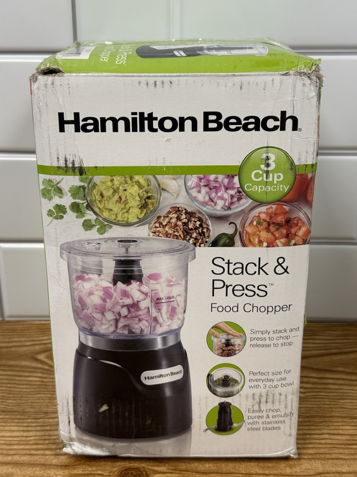 Hamilton Beach Stack & Press 3 Cup Chopper Mini Food Processor- OPENBOX – READ