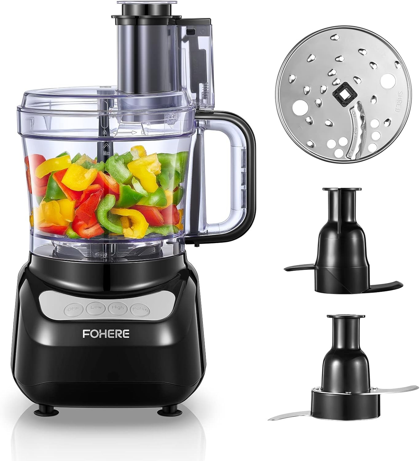 FOHERE Food Processor, 12 Cup, Stainless Steel
