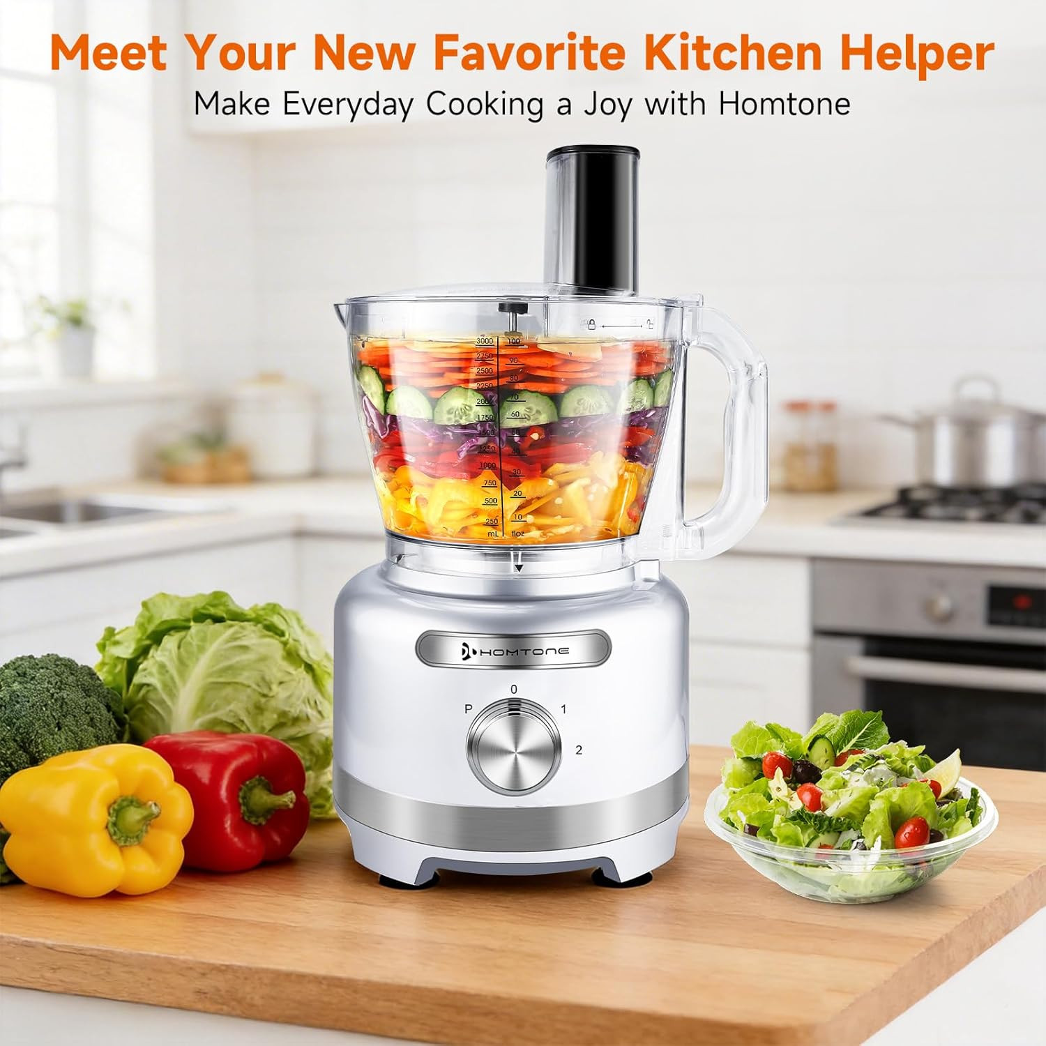 16 Cup Food Processor Large, 9-In-1 Vegetable Chopper with 7 Blades for Shreddin