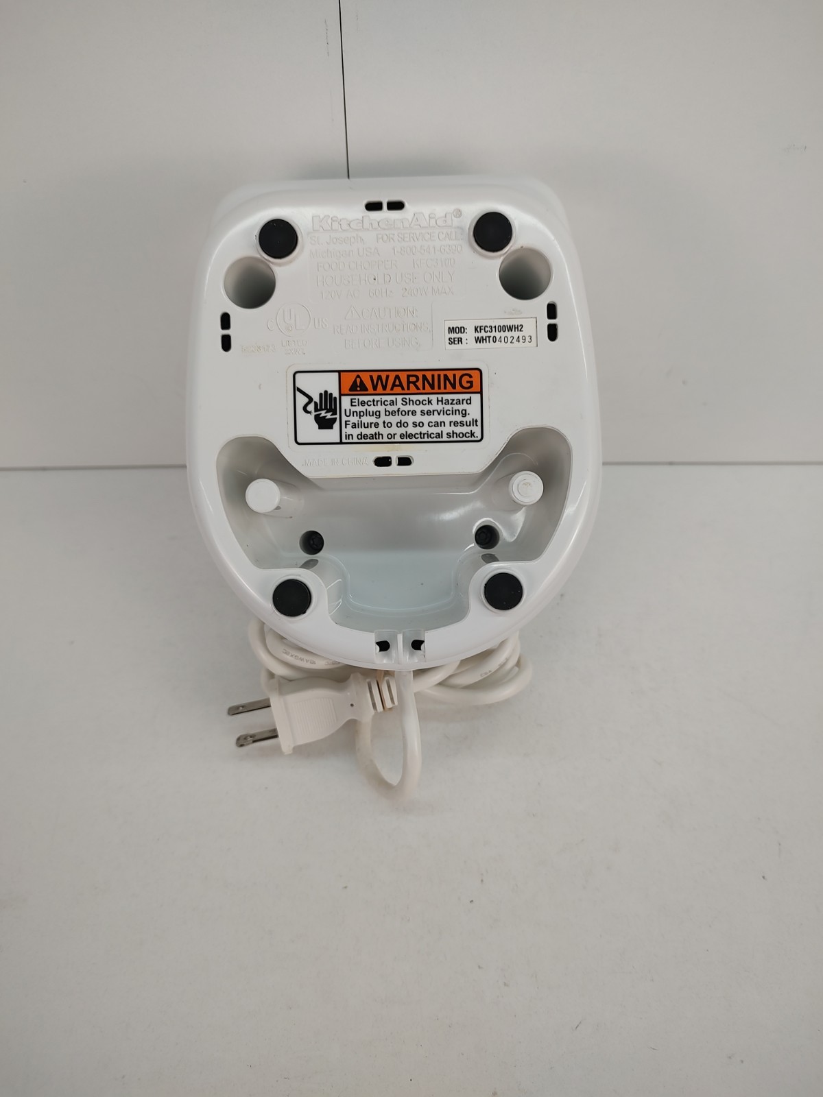 KitchenAid Chef’s Chopper Food Processor Base Motor White KFC3100 3 Cup Mini