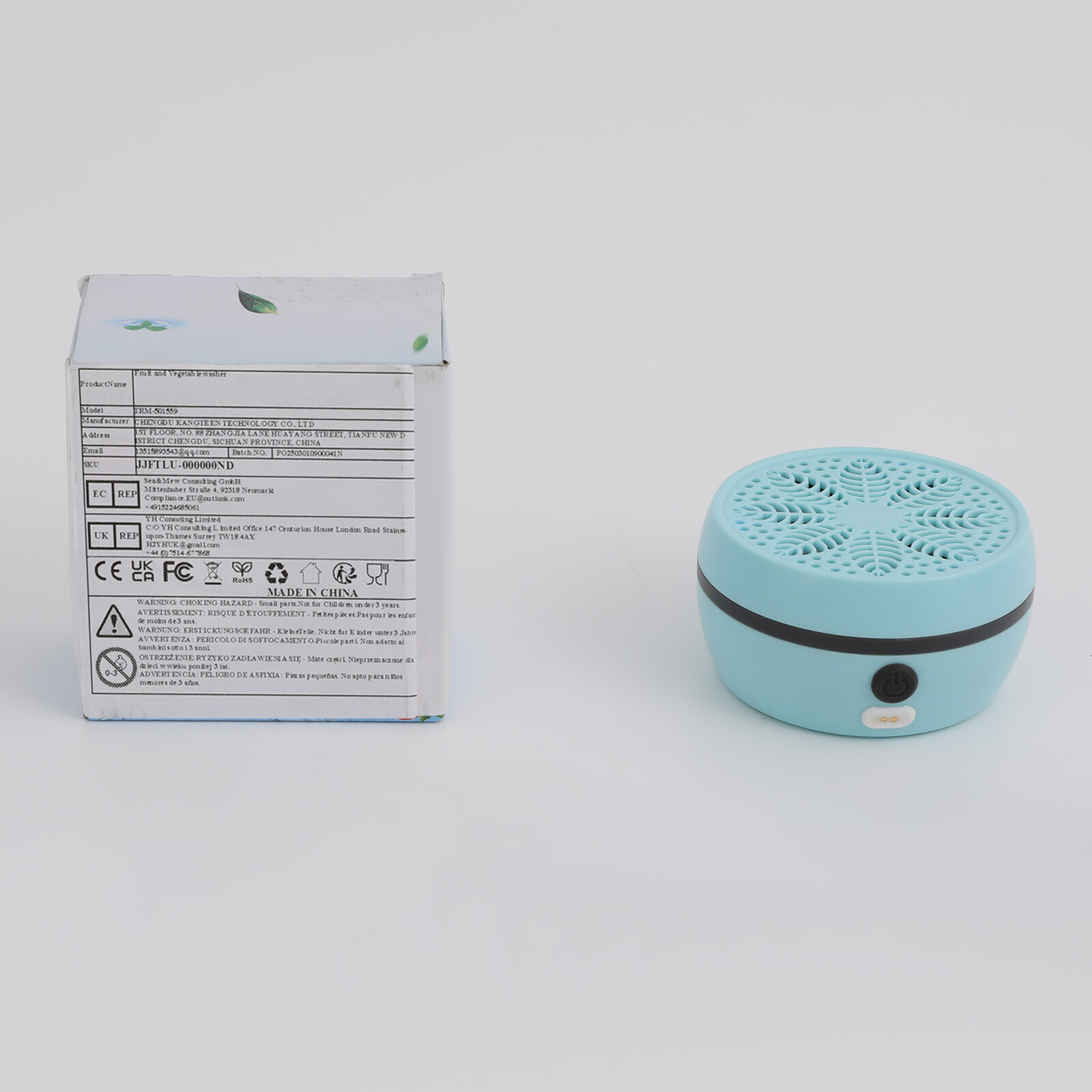 Portable Fruit and Vegetable Cleaner Machine 8L 3 Modes Sky Blue