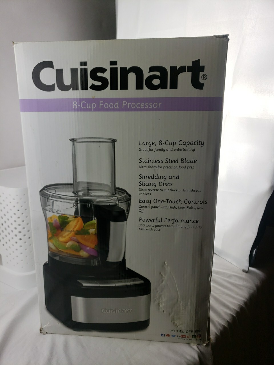 Cuisinart 8 Cup Food Processor CFP-8BK Stainless Steel 120v 350w New Rare