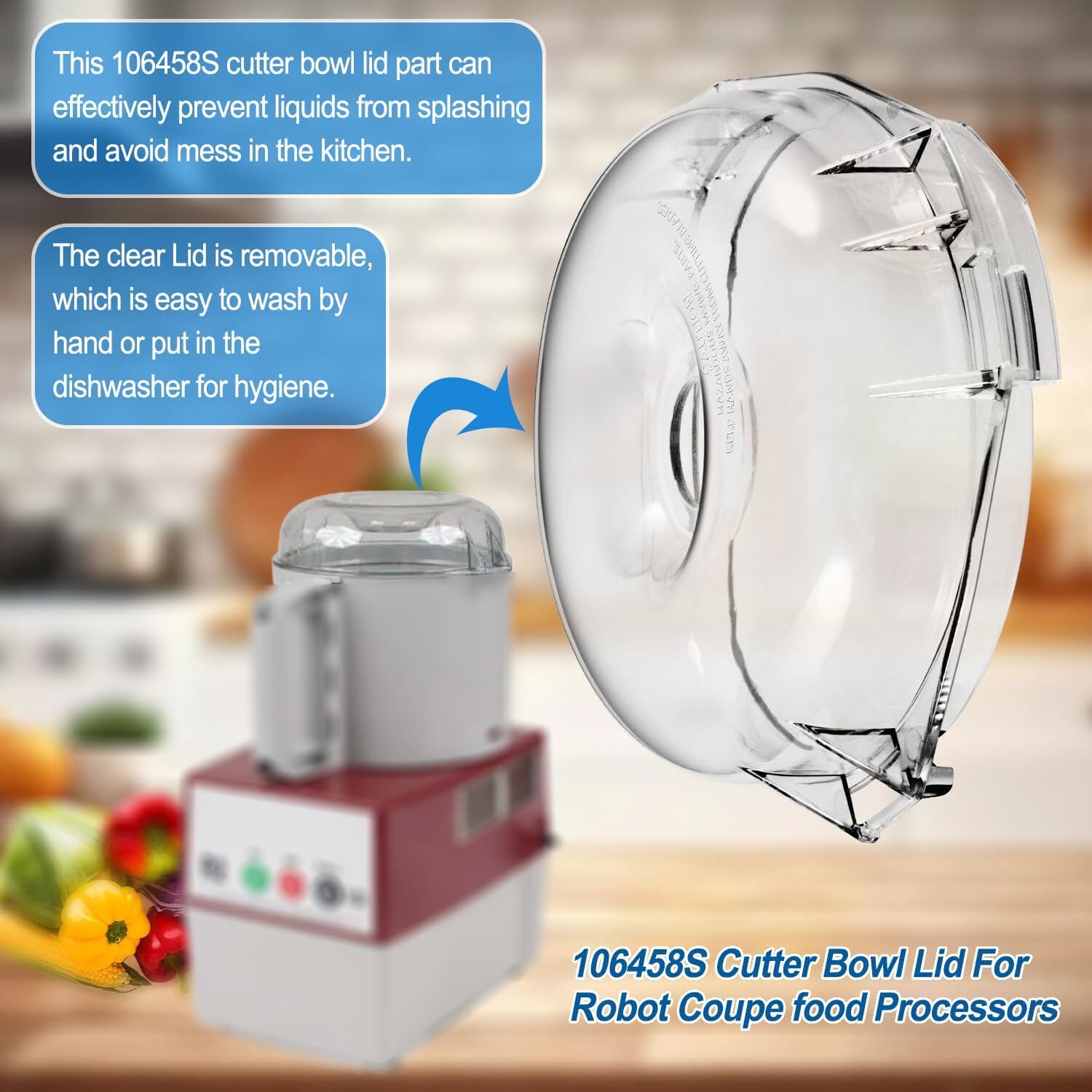 106458S Cutter Bowl Lid for Robot Coupe Compatible with R2 R2B R2 Food Processor