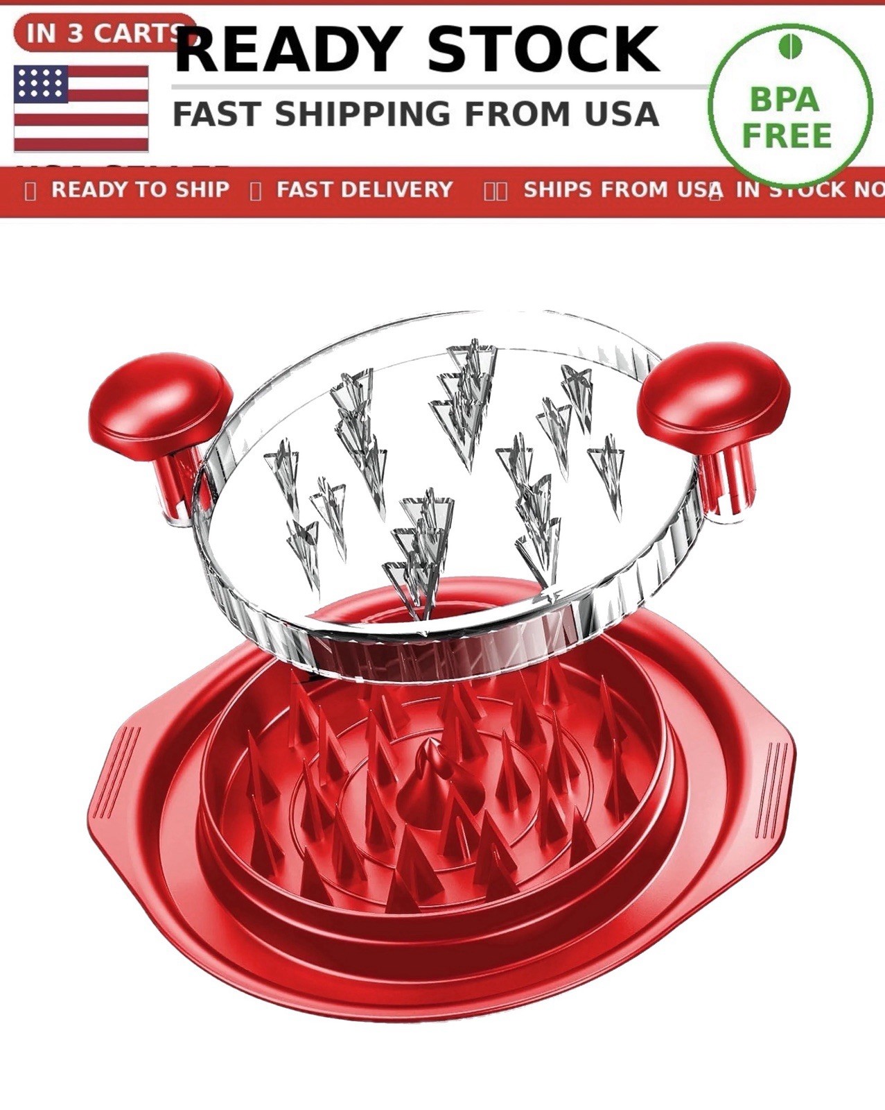 Large Chicken Pork Meat Shredder Tool Twist Shredding Grinder Non-Slip No BPA