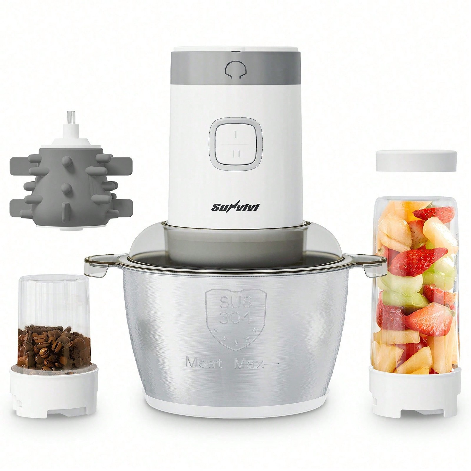 4-IN-1 350W Electric Food 2 Speed Blender Stainless Meat Veggie Coffee Juice