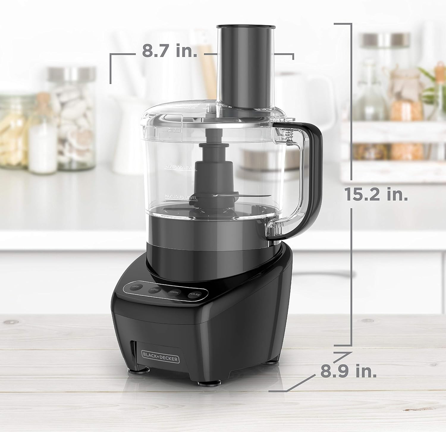 3-in-1 8-Cup Food Processor Stainless Steel S-Blade Touch Controls Black